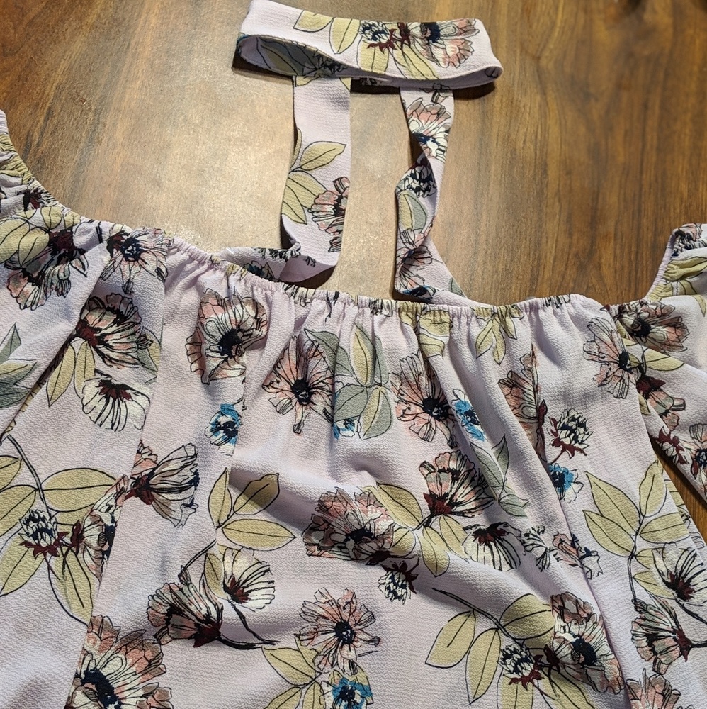 Lilac Off Shoulder Choker Blouse